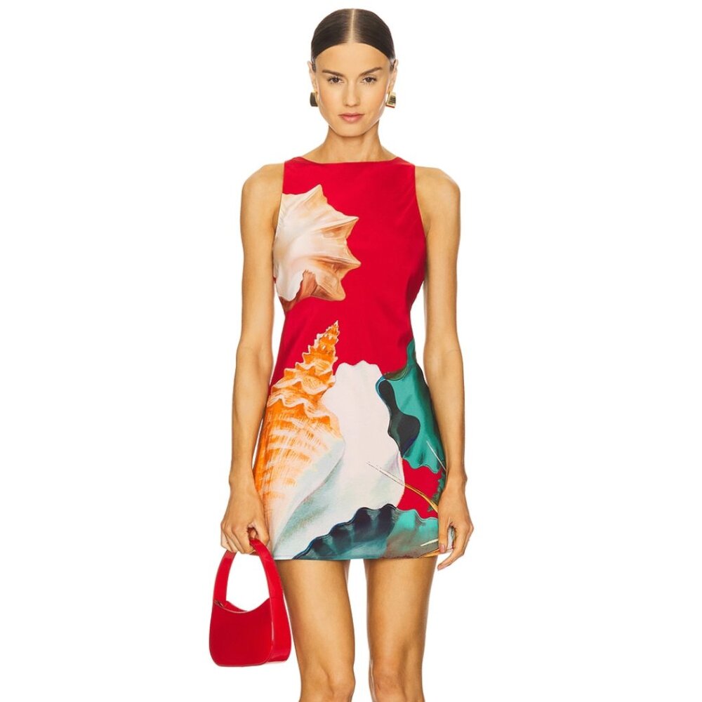 Muma World Murex Electra Bias Mini Dress Red Seashell Sea Shell Sundress XL